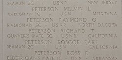 Radioman Third Class Raymond O Peterson's name inscribed in memorial with several other names photo