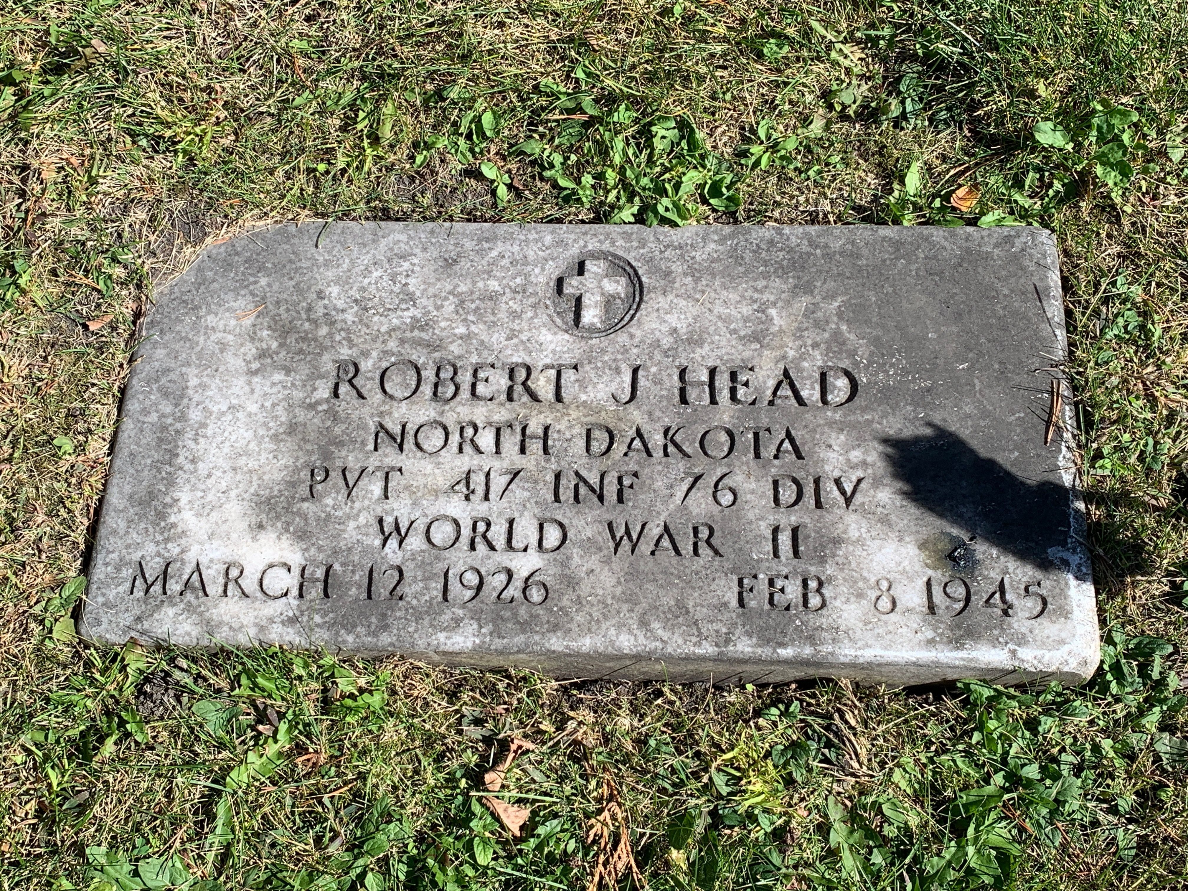 Private Robet J Head grave marker photo