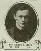 Vintage oval portrait of Private Roland W. Jones from St. John, North Dakota.