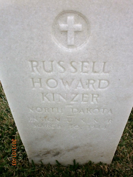 Ensign Russell H Kinzer grave marker photo
