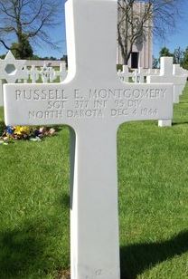 Sergeant Russell E Montgomery cross grave marker photo