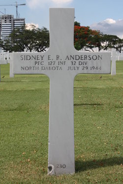 Private First Class Sidney E R Anderson cross grave marker photo