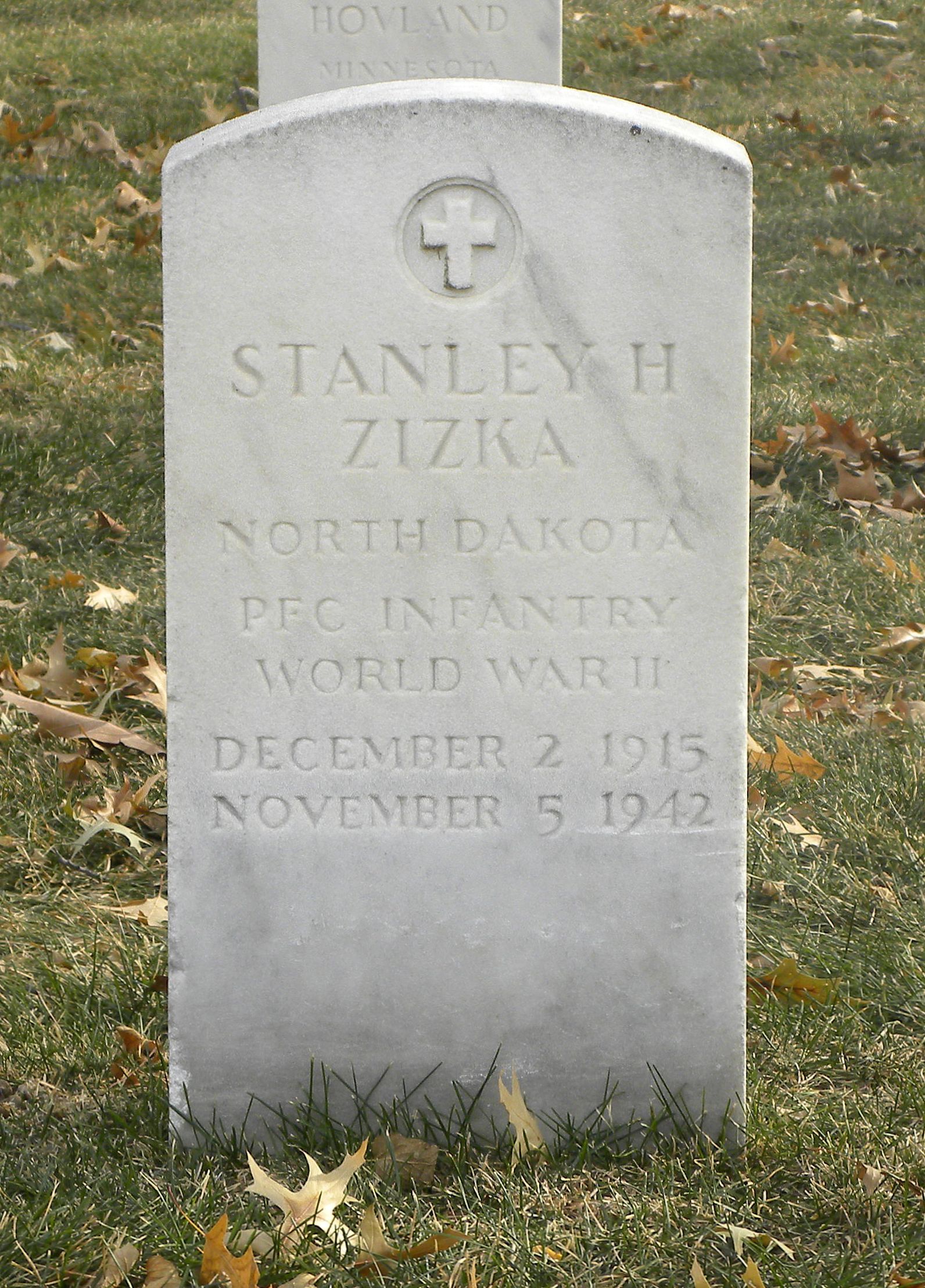 Private First Class Stanley H Zizka grave marker photo