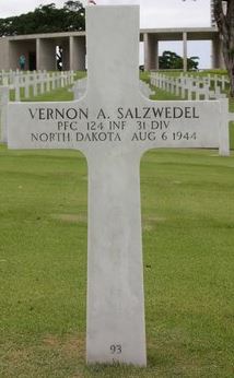Private First Class Vernon A Salzwedel cross grave marker photo