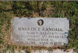 Second Lieutenant Warren Edison Randall cross grave marker photo