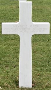 Private Wayne E Mack cross grave marker photo
