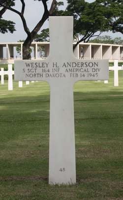 Staff Sergeant Wesley H Anderson cross grave marker photo