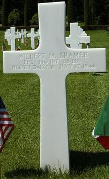 Private First Class Wilbert M Kramer cross grave marker photo