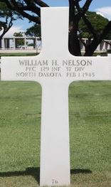 Private First Class William H Nelson cross grave marker