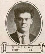 Vintage oval portrait of Private Ole R. Aase from Crosby, North Dakota.