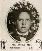 Vintage oval portrait of Private Harold Abel from Fordville, North Dakota.