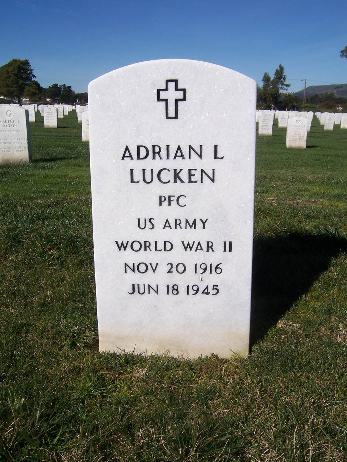 Private First Class Adrian L Lucken grave marker photo
