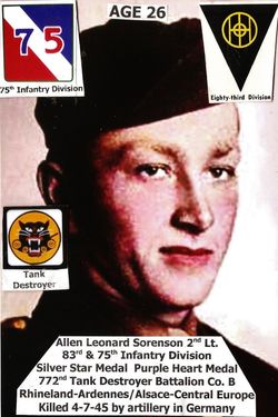 Second Lieutenant Alan L Sorenson in uniform head and shoulder photo