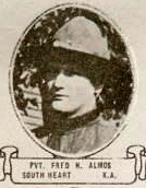 Vintage oval portrait of Private Fred H. Almos from South Heart, North Dakota.