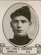 Vintage oval portrait of Private Lars C. Andersen from Bowbells, North Dakota.