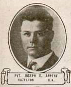 Vintage oval portrait of Private Joseph E. Appert from Hazelton, North Dakota.