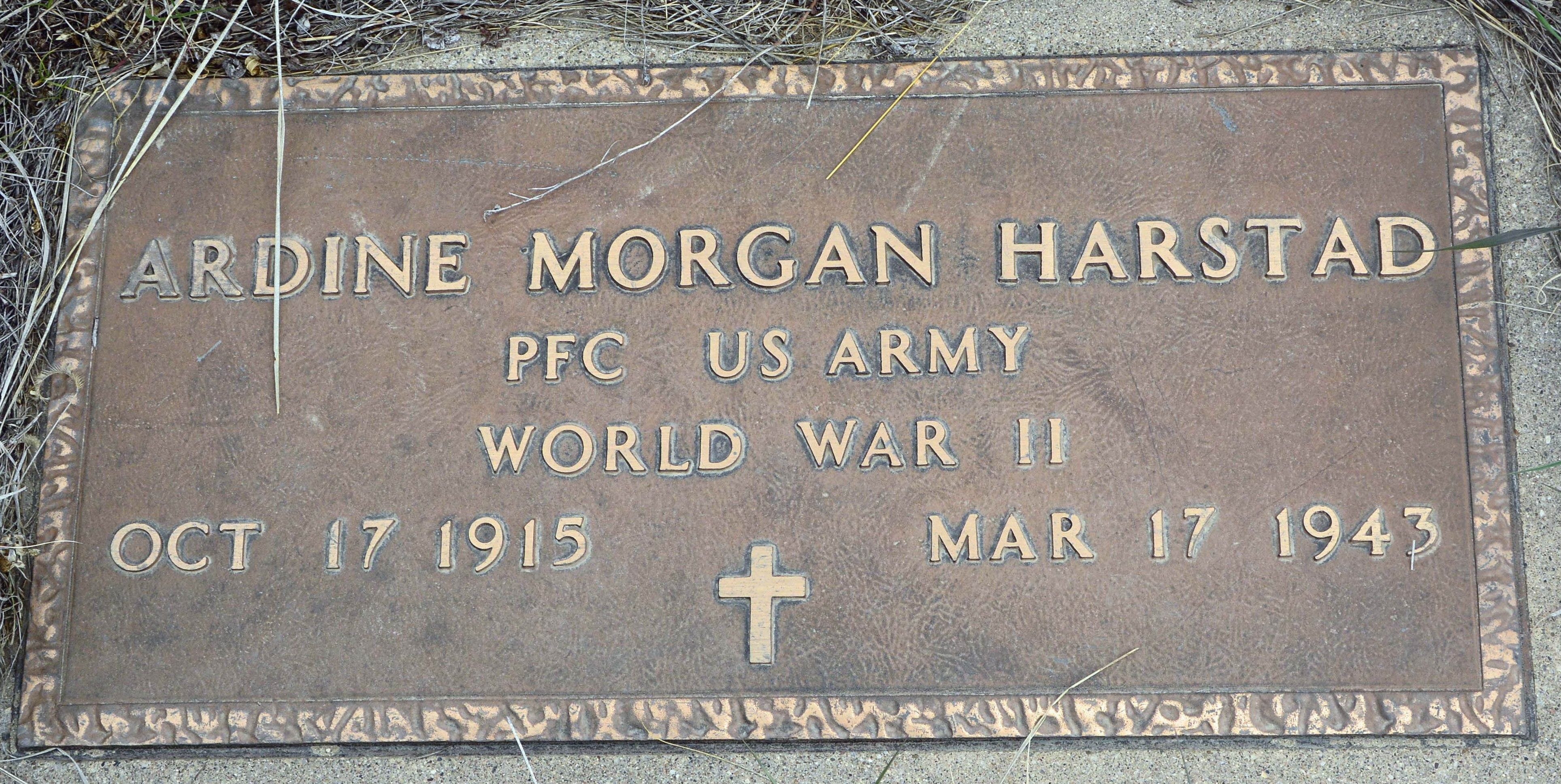 Private First Class Ardine M Harstad grave marker photo