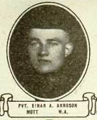 Vintage oval portrait of Private Einar A. Arneson from Mott, North Dakota.