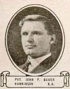 Vintage oval portrait of Private John P. Bauer from Hankinson, North Dakota.