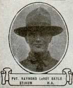 Vintage oval portrait of Private Raymond LeRoy Bayle from Stirum, North Dakota.