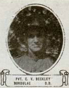 Vintage oval portrait of Private C. V. Beckley from Bordulac, North Dakota.