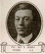 Vintage oval portrait of Private Guy V. Benoit from Verona, North Dakota.