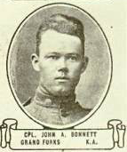 Vintage oval portrait of Corporal John A. Bonnett from Grand Forks, North Dakota.