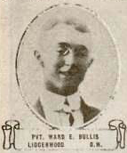 Vintage oval portrait of Private Ward E. Bullis from Lidgerwood, North Dakota.
