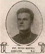 Vintage oval portrait of Private Peter Burtell from Casselton, North Dakota.