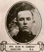 Vintage oval portrait of Private Glen W. Cabbage from Hazelton, North Dakota.