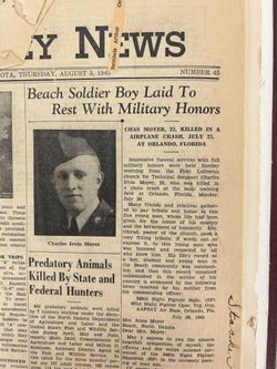 Technical Sergerant Charles I Moyer newspaper obituary photo with uniform picture