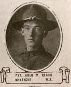 Vintage oval portrait of Private Arlo M. Clark from McKenzie, North Dakota.