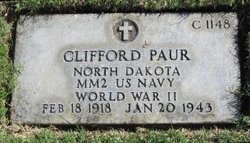 Machinist's Mate Second Class Clifford Paur grave marker photo