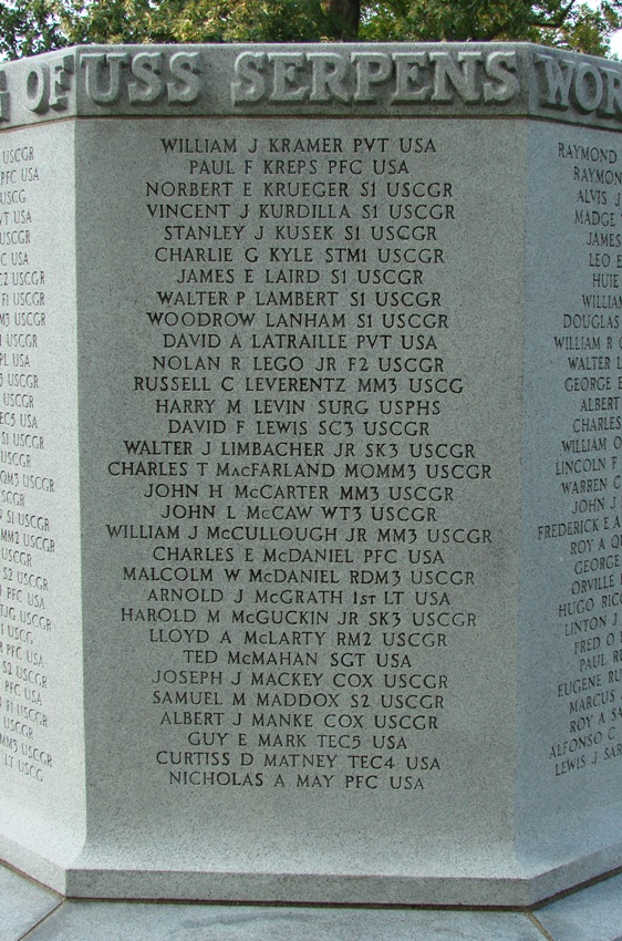 Private David A Latraille name on memorial with several other names photo