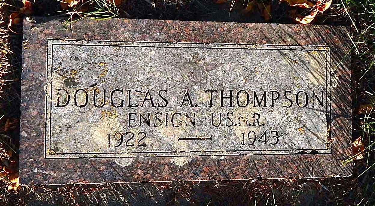 Aviation Cadet Douglas A Thompson grave marker photo