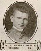 Vintage oval portrait of Private Stanislaus P. Eberhard from Hankinson, North Dakota.