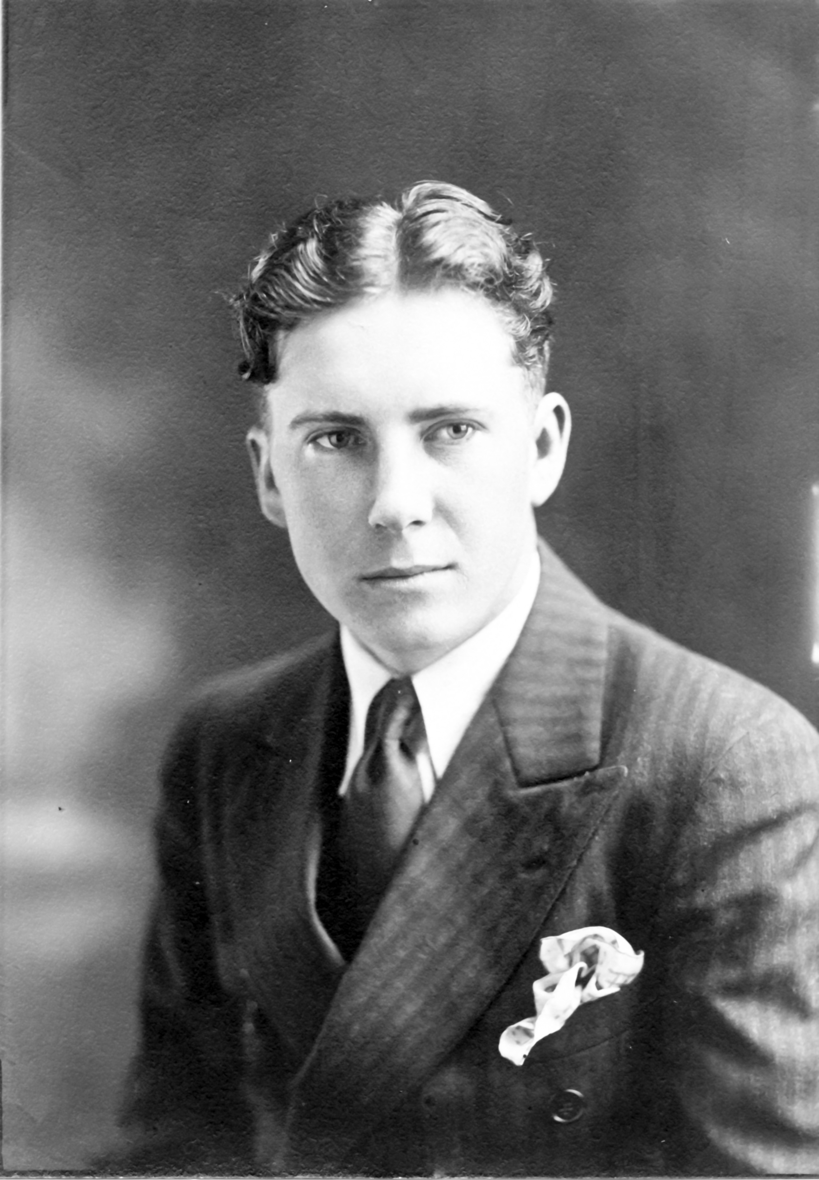 Technical Sergeant Edward D Crimmins in civilian clothes head and shoulder photo
