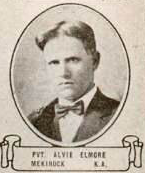 Vintage oval portrait of Private Alvie Elmore from Mekinock, North Dakota.