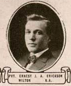 Vintage oval portrait of Private Ernest J. A. Erickson from Wilton, North Dakota.