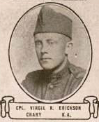 Vintage oval portrait of Corporal Virgil R. Erickson from Crary, North Dakota.