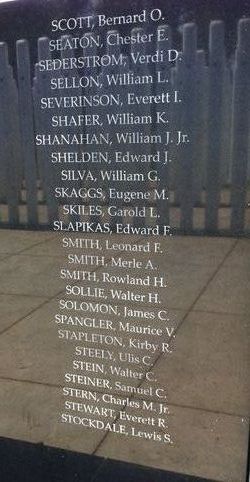 Sergeant First Class Everett I Severinson's name inscribed on memorial with several other names photo