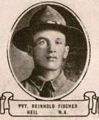 Vintage oval portrait of Private Reinhold Fischer from Heil, North Dakota.