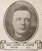 Vintage oval portrait of Bugler Carroll O. Flesche from Hatton, North Dakota.