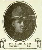 Vintage oval portrait of Private Walter H. Fry from Columbus, North Dakota.
