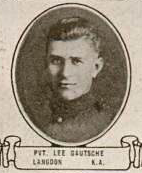 Vintage oval portrait of Private First Class Lee Gautsche from Langdon, North Dakota.