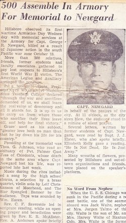 Captain George R Newgard in uniform photo of newspaper obituary