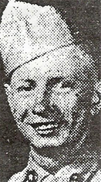 Gerald Larson photo in military uniform from what appears to be a newspaper.