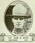 Vintage oval portrait of Private Jacob M. Geyer from Sheyenne, North Dakota.