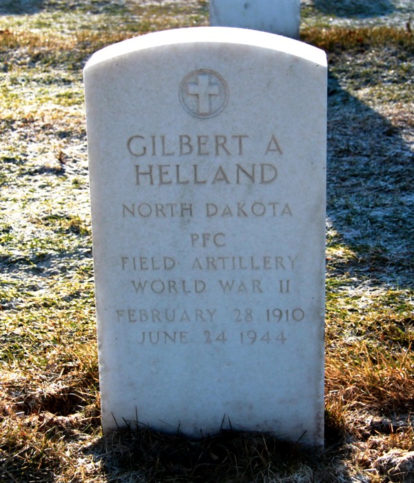 Private First Class Gilbert A Helland grave marker photo