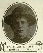 Vintage oval portrait of Corporal William A. Glenn from Bowbells, North Dakota.